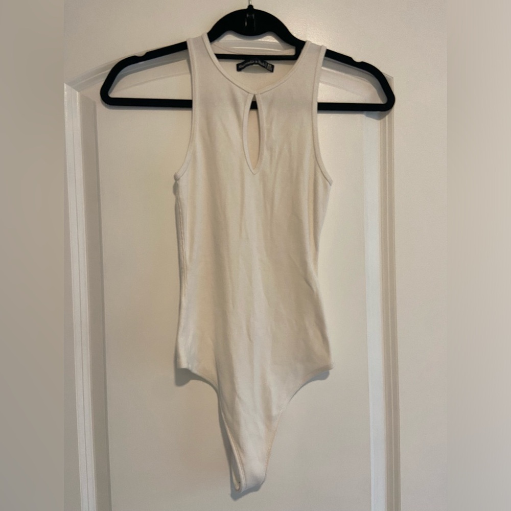 Women’s Abercrombie & Fitch Keyhole Ribbed Bodysuit in White size XS